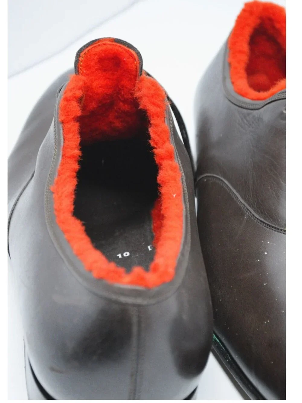 Salvatore Ferragamo LTD ED Gris Brown Painted Orange Shearling Fur US 10D 43EU